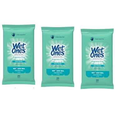 3 Pack Wet Ones Sensitive Skin Hand Wipes Travel Pack, Fragrance Free, 20 Ct