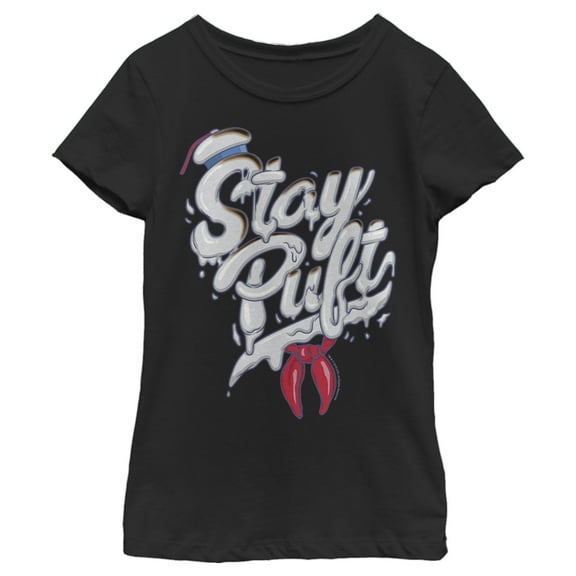 Girl's Ghostbusters Stay Puft Marshmallow Man Melt  Graphic Tee Black X Small