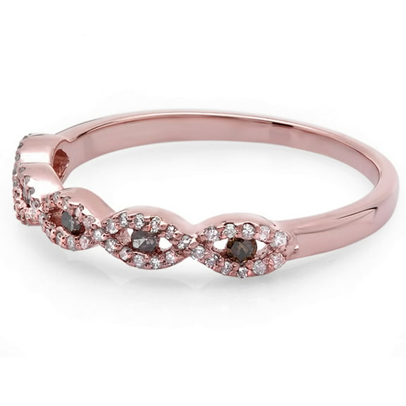 Dazzlingrock Collection 0.25 CT 14K Round Champagne, White Diamond Wedding Ring, Rose Gold, Size 7.5