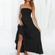 thumbnail image 1 of Generic Pure Color Tube-Top Hem Long Sleeveless Retro Bohemian Waist-Tight Temperament Dress, 1 of 1
