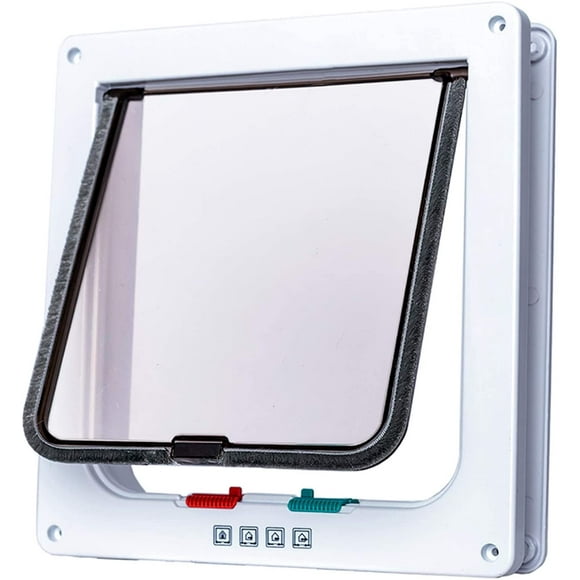 Large Cat Door, 4 Way Locking Cat Flap Door for Interior Exterior, Pet Door, Compatible with Adult Cats and Small Dog