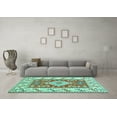 thumbnail image 3 of Ahgly Company Machine Washable Indoor Square Geometric Turquoise Blue Traditional Area Rugs, 8' Square, 3 of 4