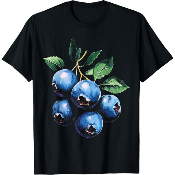 Blueberries Fruit Graphic Artwork Blueberries T-Shirt Men women T-shirt black, gift. Sizes: S, M,L, XL, 2XL, 3XL, 4XL