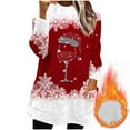 thumbnail image 2 of Women's Long Sweaters with Pockets Sherpa Fleece Christmas Crewneck Pullover Sweatshirt Tunic Tops for Leggings (L, Red), 2 of 7