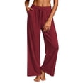 thumbnail image 2 of Edvintorg Wide Leg Yoga Pants for Women Plus Size Fashion Lightweight Stretch Loose Trouser Elastic Waisted Workout Pant with Pocket Womans Clothes Wine S-3XL, 2 of 6