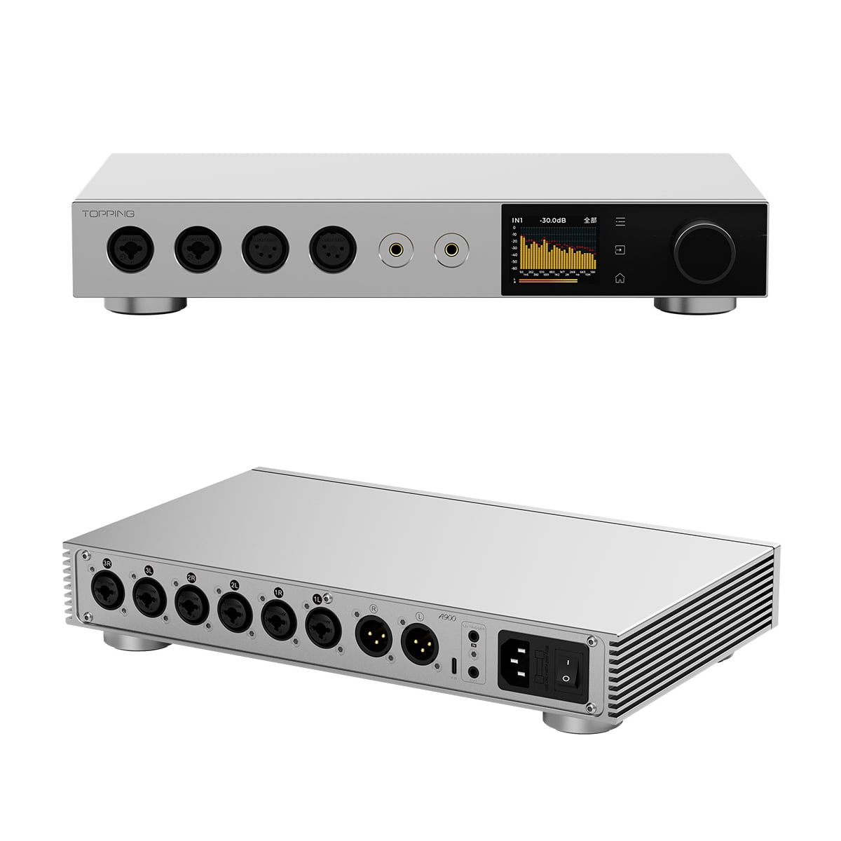 Topping A900 Ultra-Flagship Headphone Amplifier Preamplifier, with Remote Control,Silver