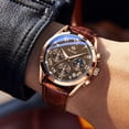 thumbnail image 5 of OLEVS Mens Watches Luxury Chronograph Moon Phase Waterproof Luminous Brown Leather Strap Date Rose Gold Classic Watch for Men, 5 of 12