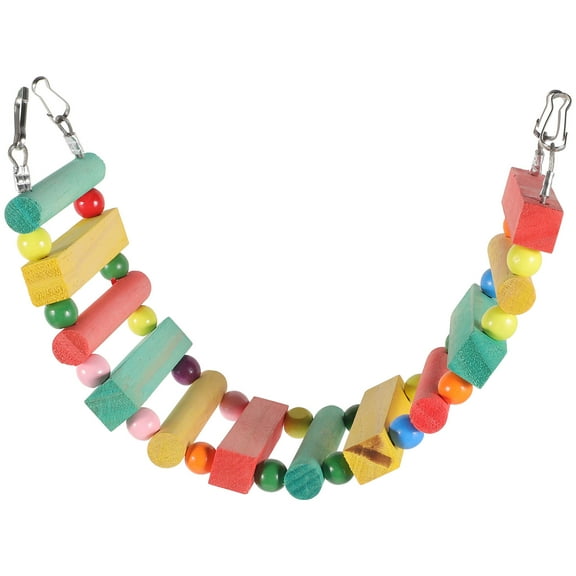 HERFIER Pet Bird Wooden Ladder Bridge Climbing Swing Toy Cage Accessory