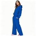 thumbnail image 7 of Szluipve Women Cropped Zip‑Up Hoodie 2 Piece Outfits Drawstring Long Sleeve Full Zip Short Hooded Jacket and Elastic Waist Wide Leg Pants Casual Tracksuit Loungewear Set Royal Blue M, 7 of 7