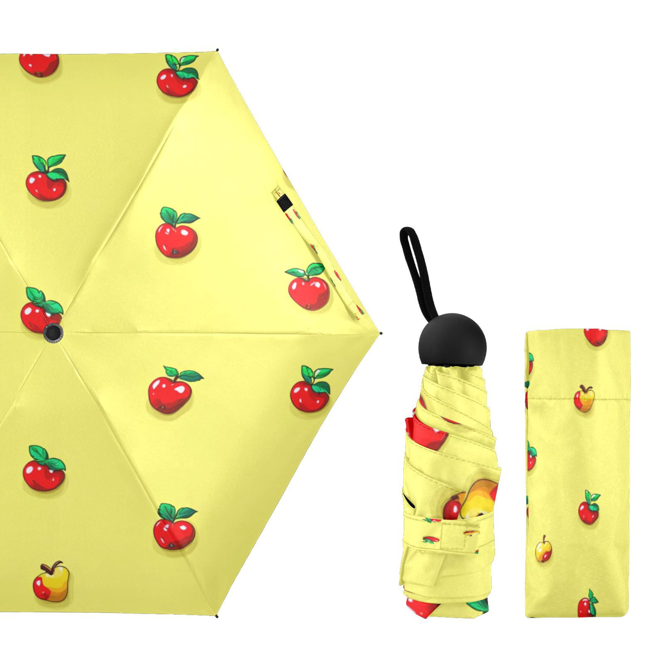 Apples Pattern Design Umbrellas for Sun Auto Open Close UV50+ Waterproof 5-Fold Compact Fiberglass Frame