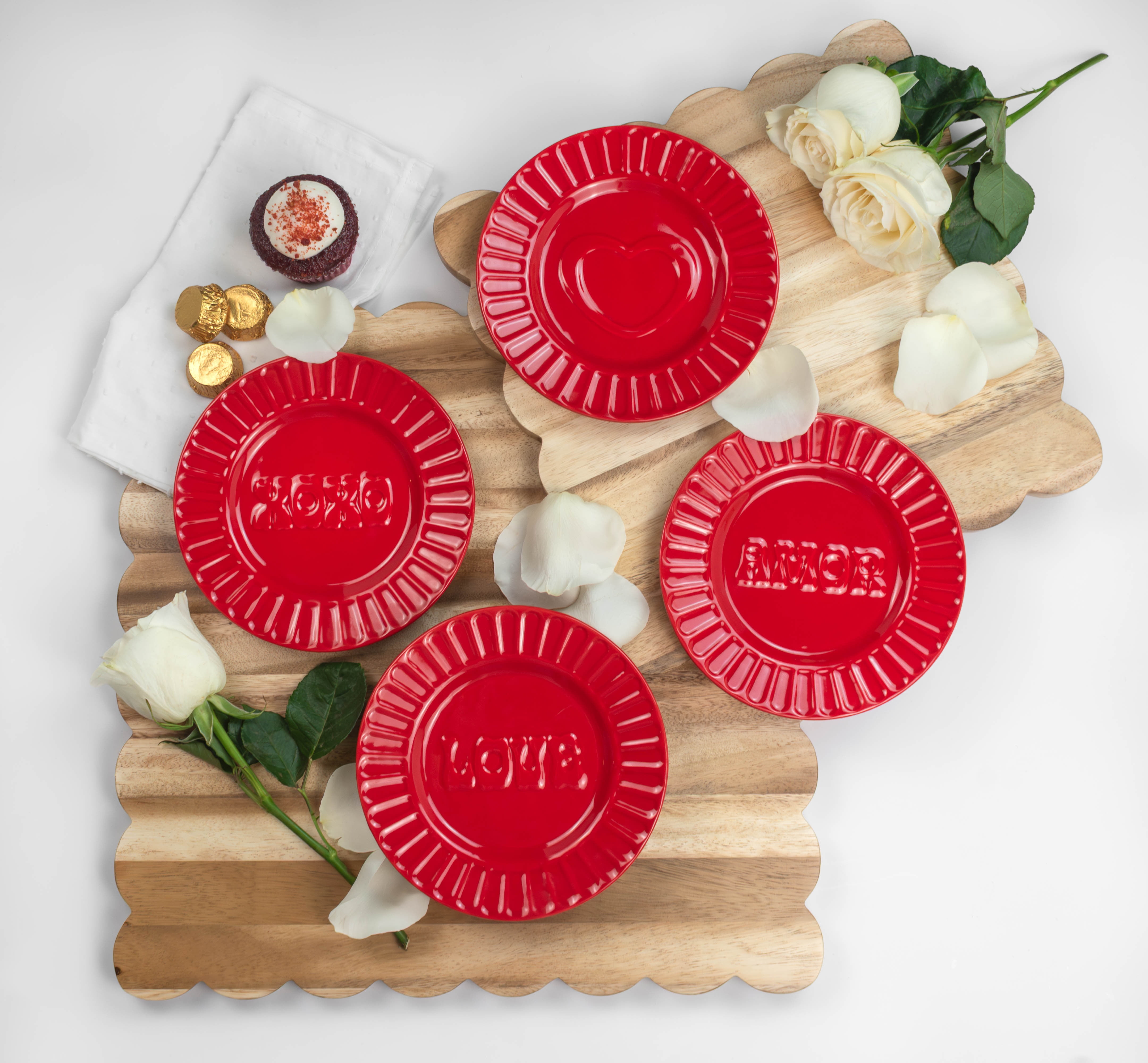 Way to Celebrate 4pk Red Ceramic Appetizer Plates