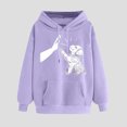 thumbnail image 2 of Idoravan Essentials Hoodie Woman Sweatshirt for Women Trendy Women's Print Winter Drawstring Hooded Pullover Long Sleeved Comfortable Sweatshirt with Pockets Hoodie Purple, 2 of 5