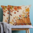 thumbnail image 2 of Autumn Pumpkin Pillow Covers 18x18 Inch Set of 2, Thanksgiving Orange Pumpkins Decoration Throw Pillow Covers Fall Maple Leaves Outdoor Cushion Cover for Sofa Couch Farmhouse Room Bed Decor, 2 of 7