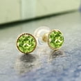 thumbnail image 2 of Gem Stone King 14K Yellow Gold Green Peridot Stud Earrings for Women Men (0.60 Cttw, Gemstone Birthstone, Round 4MM), 2 of 4