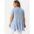 thumbnail image 4 of DARING DIVA Women's Plus Crew Neck Flowy Swing Loose Tunic Tops 1X Blue, 4 of 6