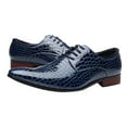 thumbnail image 2 of Tawop Dress Shoes Men Faux Leather Casual Comfy Business Lace Up Pointy Toe Oxfords Blue Size:7, 2 of 3