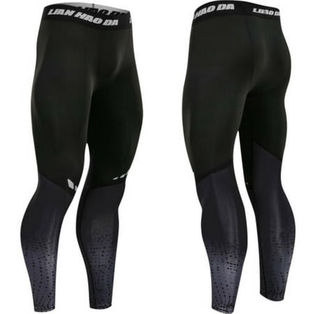 Men Sports Gym Compression Thermal Base Layer Tights Long Pants Fitness (Best Thermal Compression Tights)