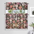 thumbnail image 2 of Pioneer Kitchen Curtains and Valance Set 36 Inch Tier Vintage Floral Rose Print 3 Pieces Set Dining Room Small Curtain Drapes Cafe Curtains Valance for Home Decor Rod Pocket, 2 of 6