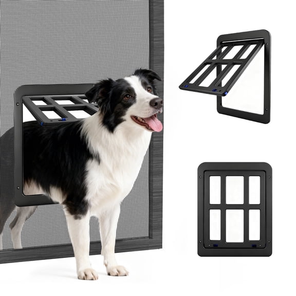 NAMSAN Large Dog Door for Screen/Sliding Door, Magnetic Self-Closing & Lockable, Black