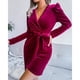 thumbnail image 4 of Vestido de terciopelo sexy con mangas abullonadas a la moda para mujer Vestido pequeño de fiesta Vestido de manga larga con cuello en V Fridja yut4385, 4 of 6