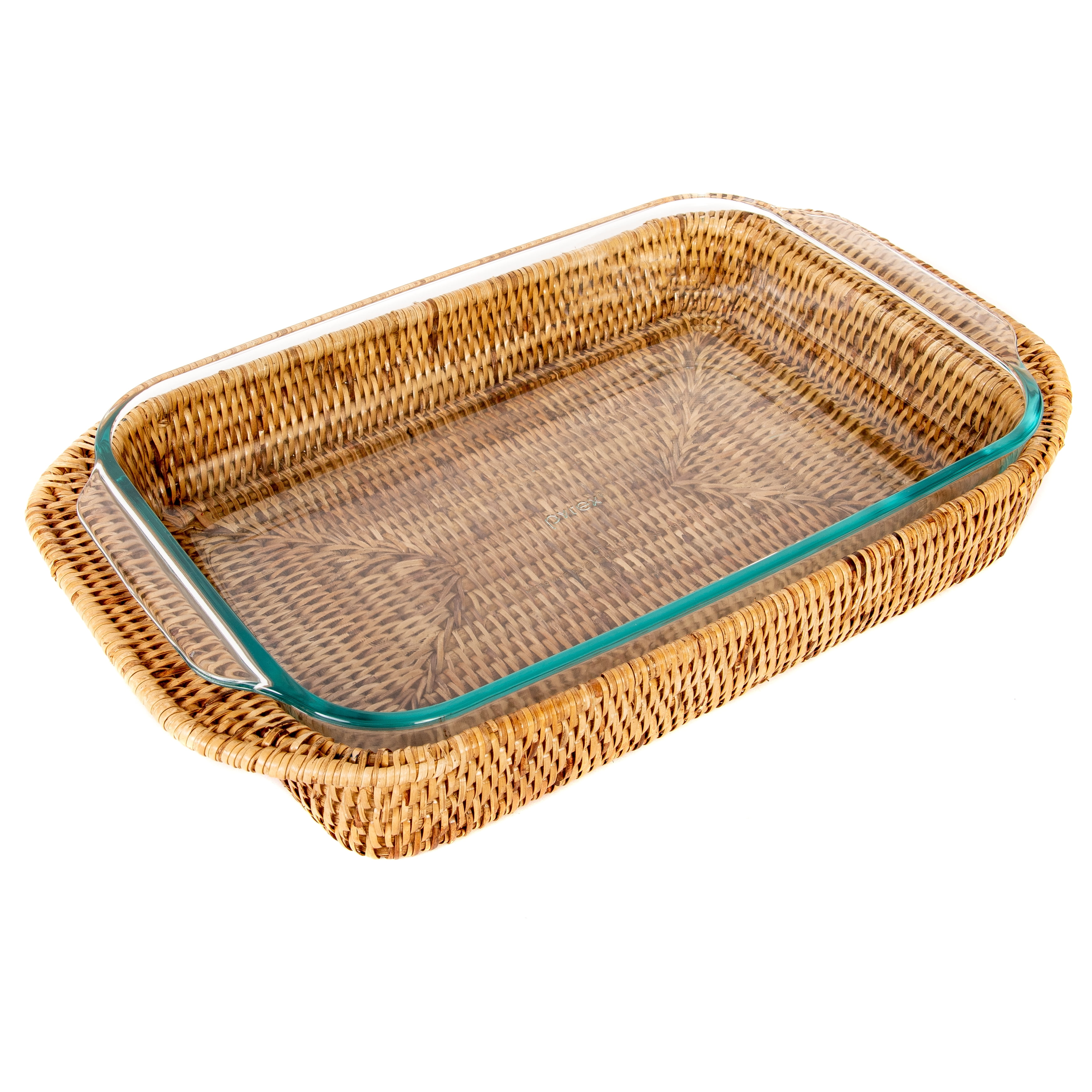 Artifacts Rattan Rectangular Baker Basket with Pyrex