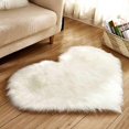 thumbnail image 3 of Heart Shape Shaggy Rugs Non Slip Bedroom Mats Fluffy Soft Faux Fur Sheepskin Rug, 3 of 5