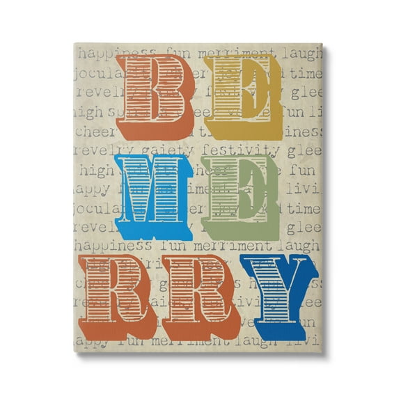 Stupell Industries Be Merry Kitchen Sign Vintage Style Typography Graphic Art Gallery Wrapped Canvas Print Wall Art, Design by Graffitee Studios