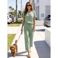 thumbnail image 5 of MOYIKO 2 Piece Sets for Women Casual Summer Travel Vacation Outfits Short Sleeve Tops Wide Leg Pants with Pockets Lounge Sets, 5 of 7