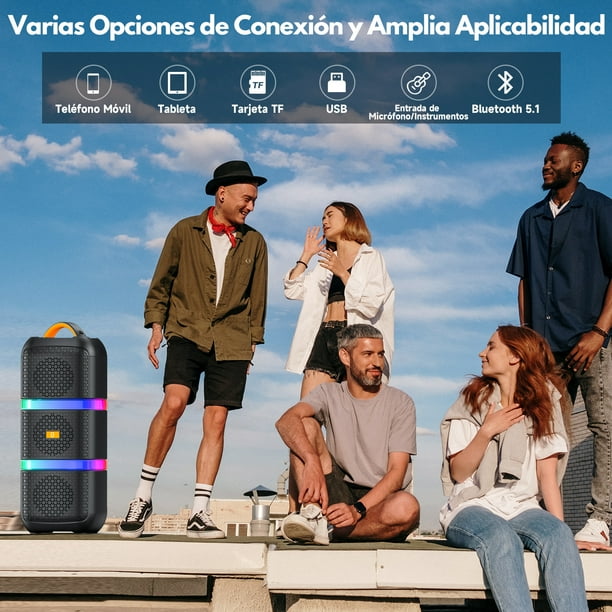 Bocina JYX, Altavoz Portátil Inalámbrico con Micrófonos y Luz