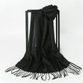 thumbnail image 4 of Guardurnaity Bufandas clásicas Mantón largo y cálido Respetuoso con la piel Pañuelo grueso Bufanda envolvente Diadema exquisita Pañuelo lavable Accesorios de disfraces Negro Guardurnaity AP012526-01, 4 of 6