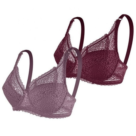 

Women s Oversized Thin Adjustable Lingerie Big Breasts Show Small Women Gather Large Size Lace Comfortable Soft Full Coverage Underwired Bras(2-Packs)