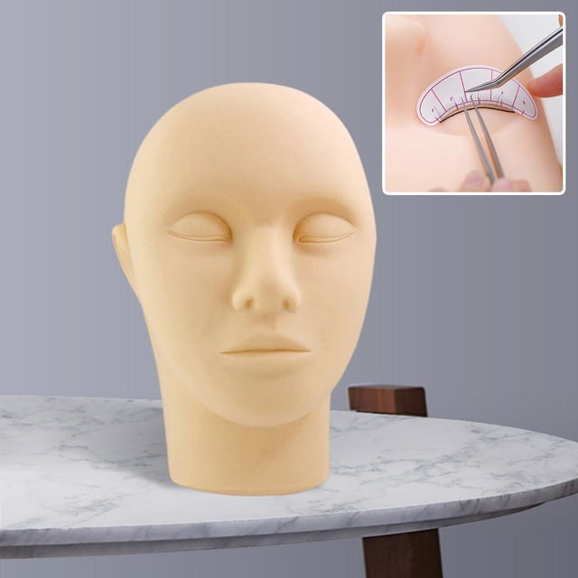 Cabeza de maniquí de pestañas/plana/práctica de silicona/cabeza de muñeca de cosmetología/para práctica de extensión de pestañas pestañas de Macarena Cabeza de maniquí de pestañas