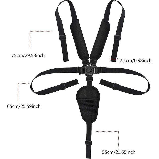 Almohadillas de cinturón de seguridad ajustables de 5 puntos para cochecito, cinturón de seguridad para silla alta (negro),11 Feliz Sencillez