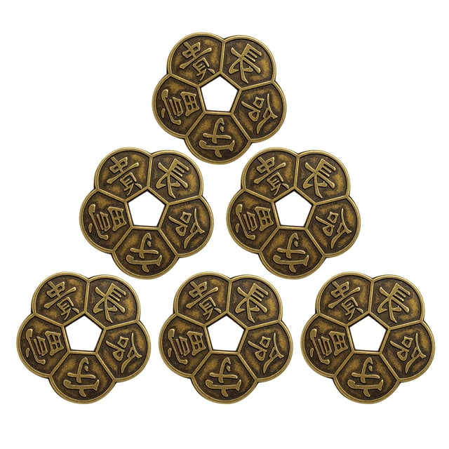 6 Piezas De Simulación De Bronce Antiguo Chino Viejo Cobre Monedas Amuletos De La Suerte SM SunniMix Moneda de cobre antigua china