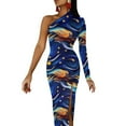 thumbnail image 1 of Robe Longue Vintage Nuit Étoilée Dames Imprimé Espace Robe Maxi de Soirée Automne Sexy Robe Moulante Motif Fendu Vestidos, 1 of 5