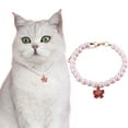 thumbnail image 4 of opvise Cat Necklace Eye-catching Attractive Exquisite Elegant Flower Pendant Pet Cat Fake Pearl Necklace Pink, 4 of 7
