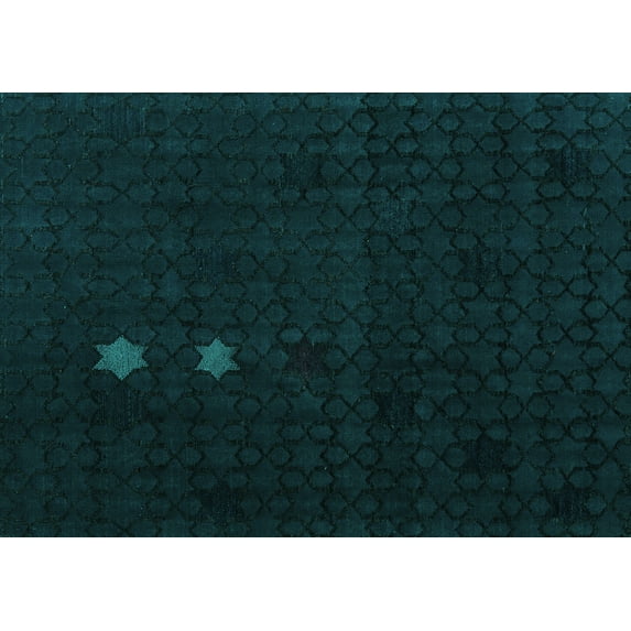 Ahgly Company Indoor Rectangle Abstract Turquoise Blue Modern Area Rugs, 7' x 10'