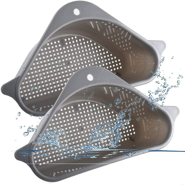 Paquete de cesta para fregadero, cesta esquinera para fregadero de cocina, filtro Triangular para fregadero de cocina, estante de drenaje multifuncional, 1 paquete