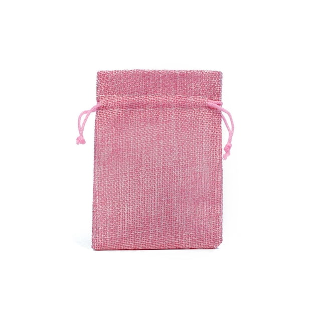 Sonducket 50 Uds. De arpillera con cordón para joyería, pendientes, collares, bolsas, bolsas de embalaje de arpillera, paquete para fiesta, cumpleaños, Ropa, zapatos y accesorios Miscelánea Rosa Sonducket AP015840-08