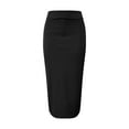 thumbnail image 3 of VUPSGEZ Women's S~3X Side Slit Ponte Knit High Waist Mid Calf Long Pencil Skirt (Black,S), 3 of 7