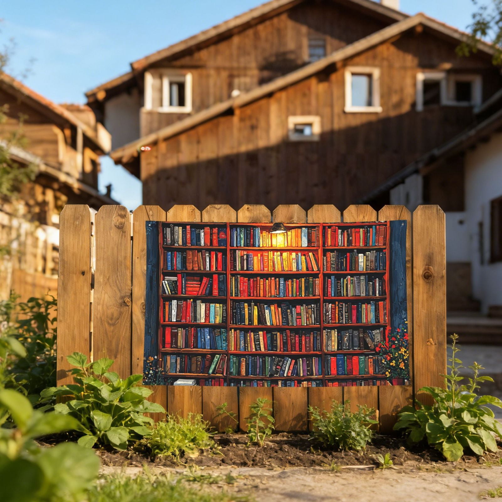 Bookshelf Library Patterns Art Four Hole Decorated Banner Flag for Garden Yard Home Decoration Indoor Outdoor 4x6 Ft