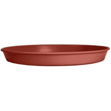 The HC Companies 14" Round Prima Plastic Plant Saucer - Indoor Outdoor Plant Trays for Pots - 14.17"x14.17"x1.69" in Clay