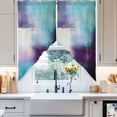 thumbnail image 4 of Purple Teal Swag Valances for Windows 2 Pack Mottled Graffiti Color Block Abstract Geometric Swag Kitchen Curtains 45 Inches Long Rod Pocket Short Window Treatment for Kitchen Bathroom 36"x45", 4 of 8