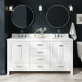 thumbnail image 3 of ARIEL Cambridge 66 Inch Double Oval Sink Bathroom Vanity With Carrara White Quartz Countertop 1.5 Edge In White, 3 of 7
