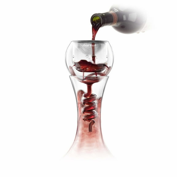 Final Touch Glass Twister Aerator Decanter - Wine Oxygenation System, 3 Phase Aeration, Stainless Steel Filter, Globe Design, Adapter & Stand (WDA918)
