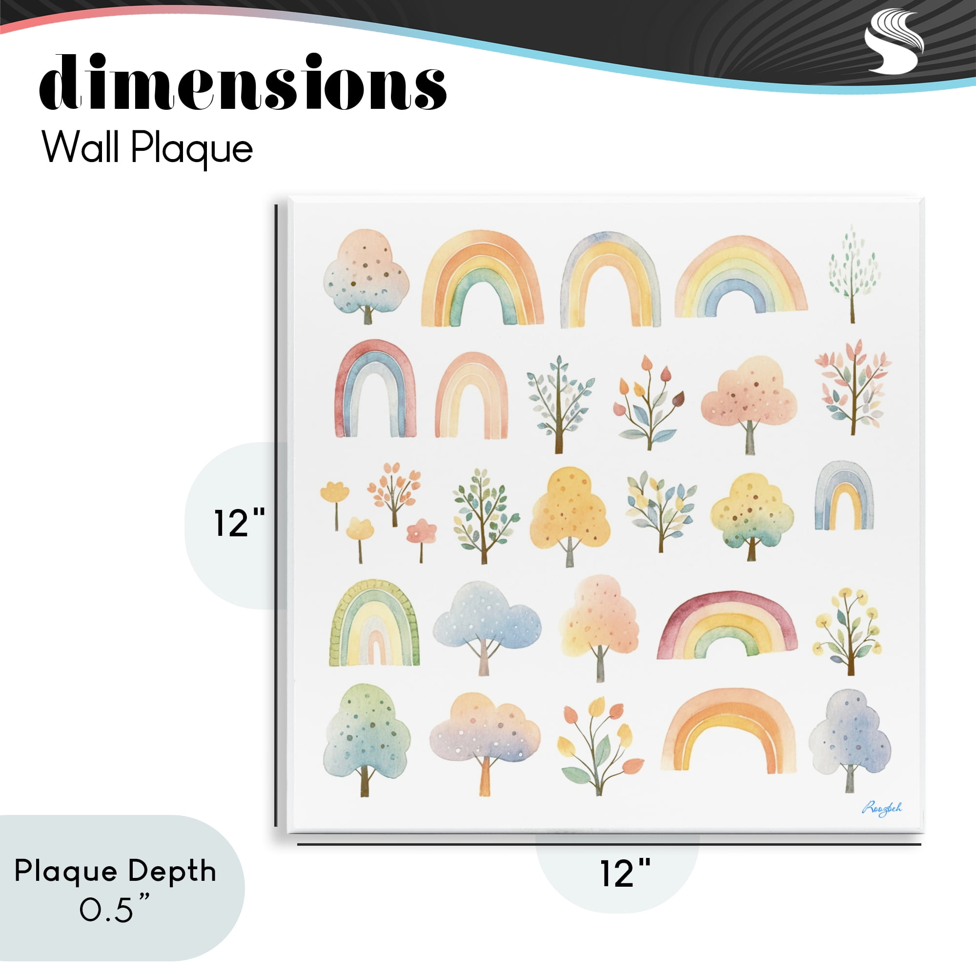 Stupell Industries Happy Rainbows & Foliage Wall Plaque Art, design by Roozbeh
