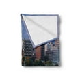 thumbnail image 2 of Wisconsin Soft Flannel Fleece Throw Blanket, Panoramic Photo of Madison with Landmarks at Twilight Reflections on Lake, Cozy Plush for Indoor and Outdoor Use, 50" x 70", Multicolor, by Ambesonne, 2 of 5