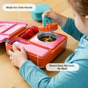 OmieBox Bento Box للأطفال - صندوق غداء بينتو معزول مع جرة طعام حرارية مقاومة للتسرب - 3 حجرات، منطقتان لدرجة الحرارة - Pink Berry من OmieLife