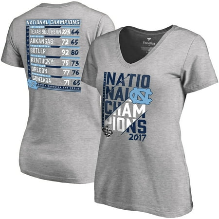 2004 Ncaa Basketball Champions - North Carolina Tar Heels Fanatics Branded Women's 2017 NCAA Men's Basketball National Champions Ocotillo Schedule V-Neck T-Shirt - Heathered Gray