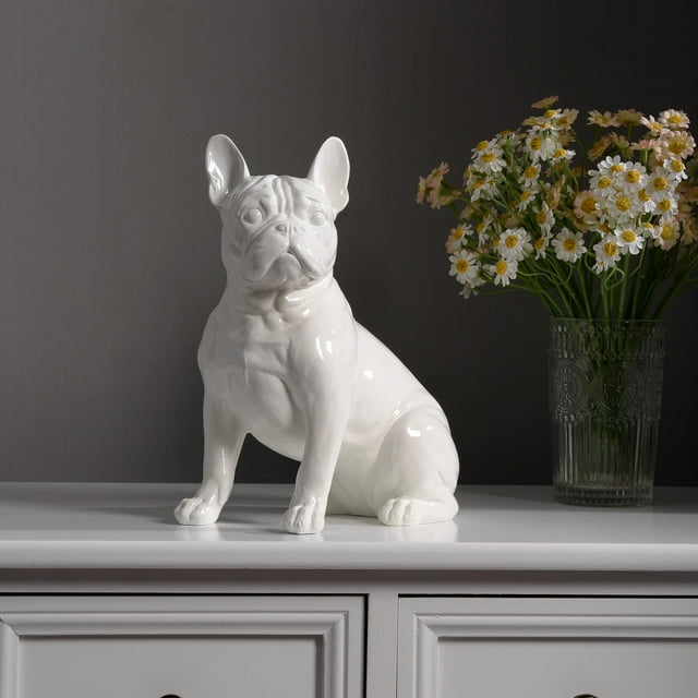Figura Hi-Line Gift Ltd., bulldog francés, 25 cm, color blanco